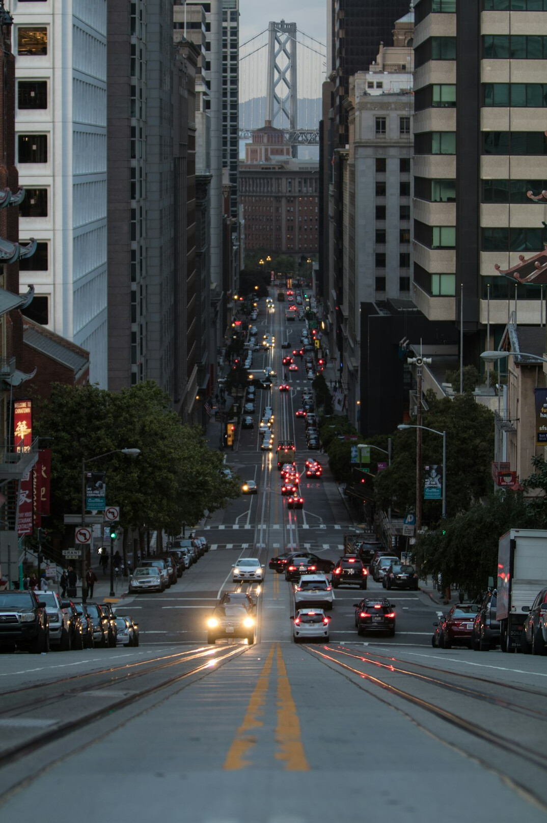 city street at dusk